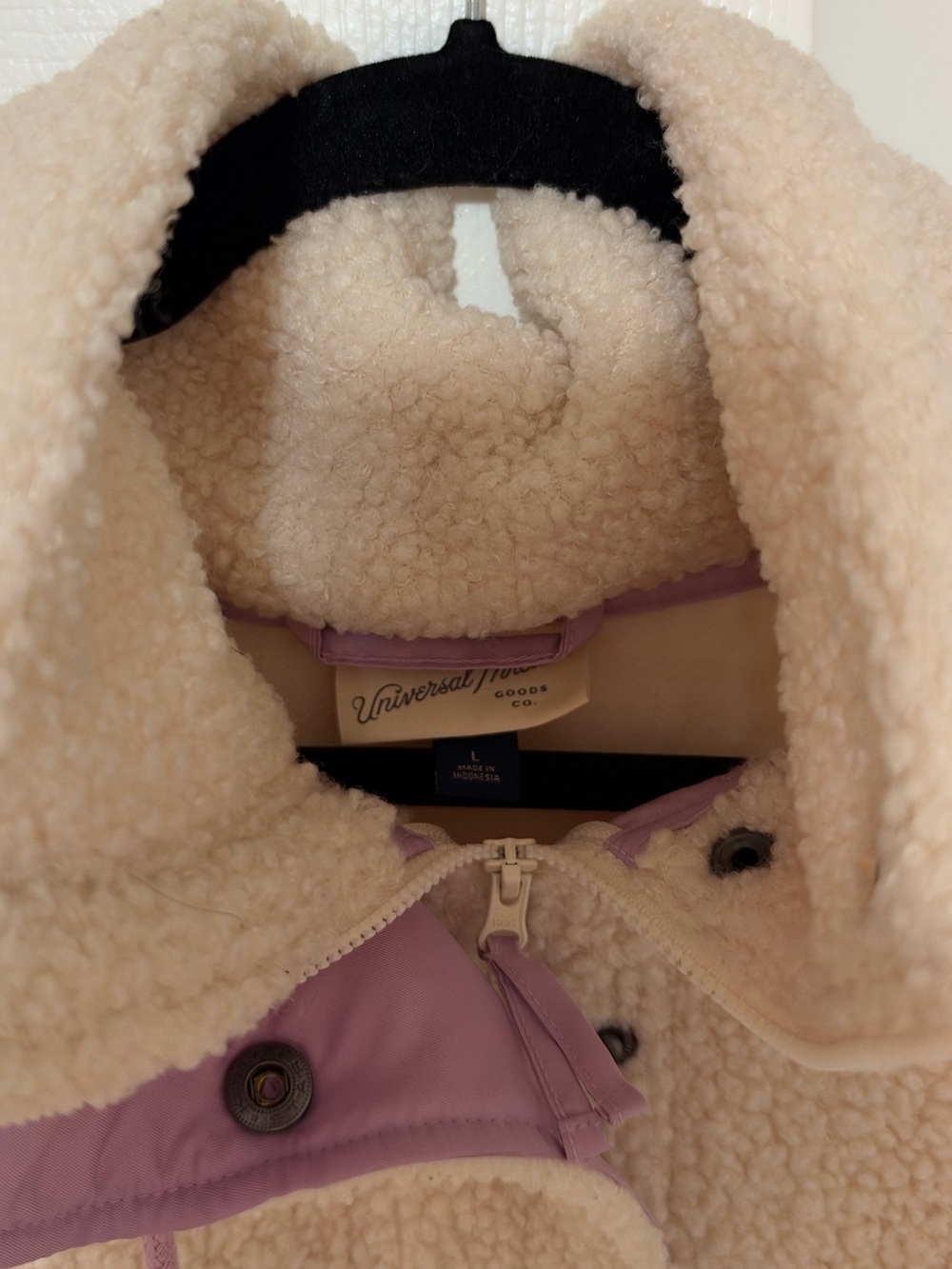 Universal Thread Sherpa Cream Cropped Jacket - Size Large - Picture 3 of 4